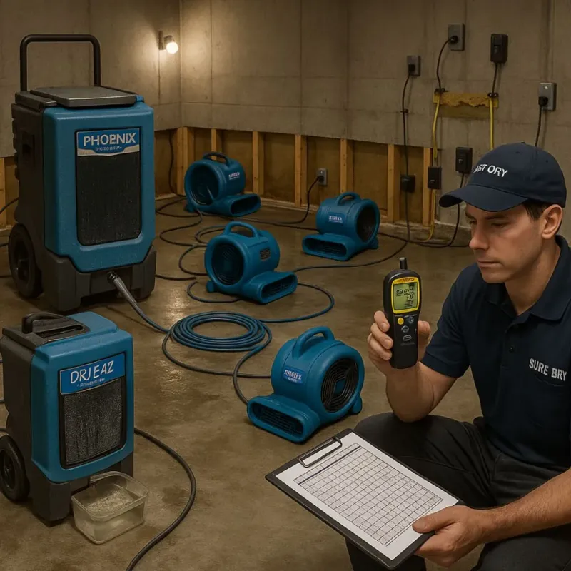 Structural Drying and Dehumidification process in Rockfish, NC